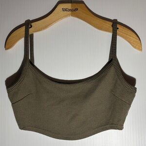 Olive Green Textured Crop Top